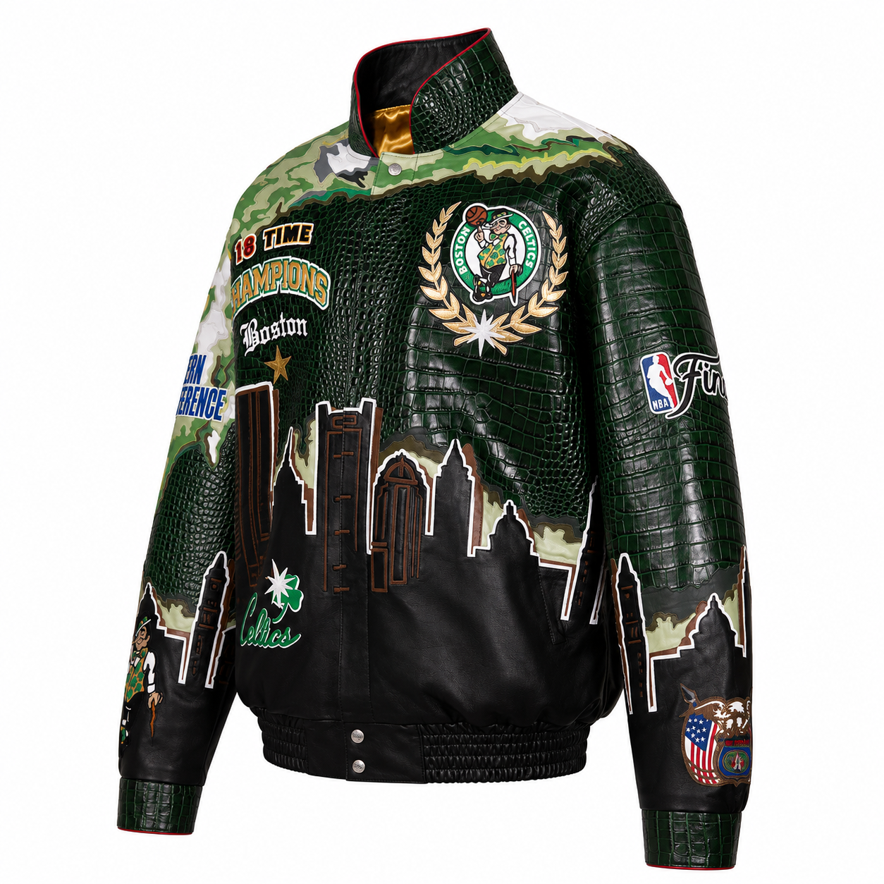 Exclusive 2024 NBA Champion Boston Celtics Skyline Full Leather Championship Jacket