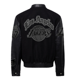 Los Angeles Lakers Wool & Leather Jacket Black on Black