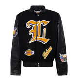 Los Angeles Lakers Wool & Leather Jacket Black with Color