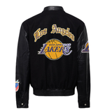 Los Angeles Lakers Wool & Leather Jacket Black with Color