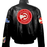 Atlanta Hawks Full Leather Puffer Jacket Black