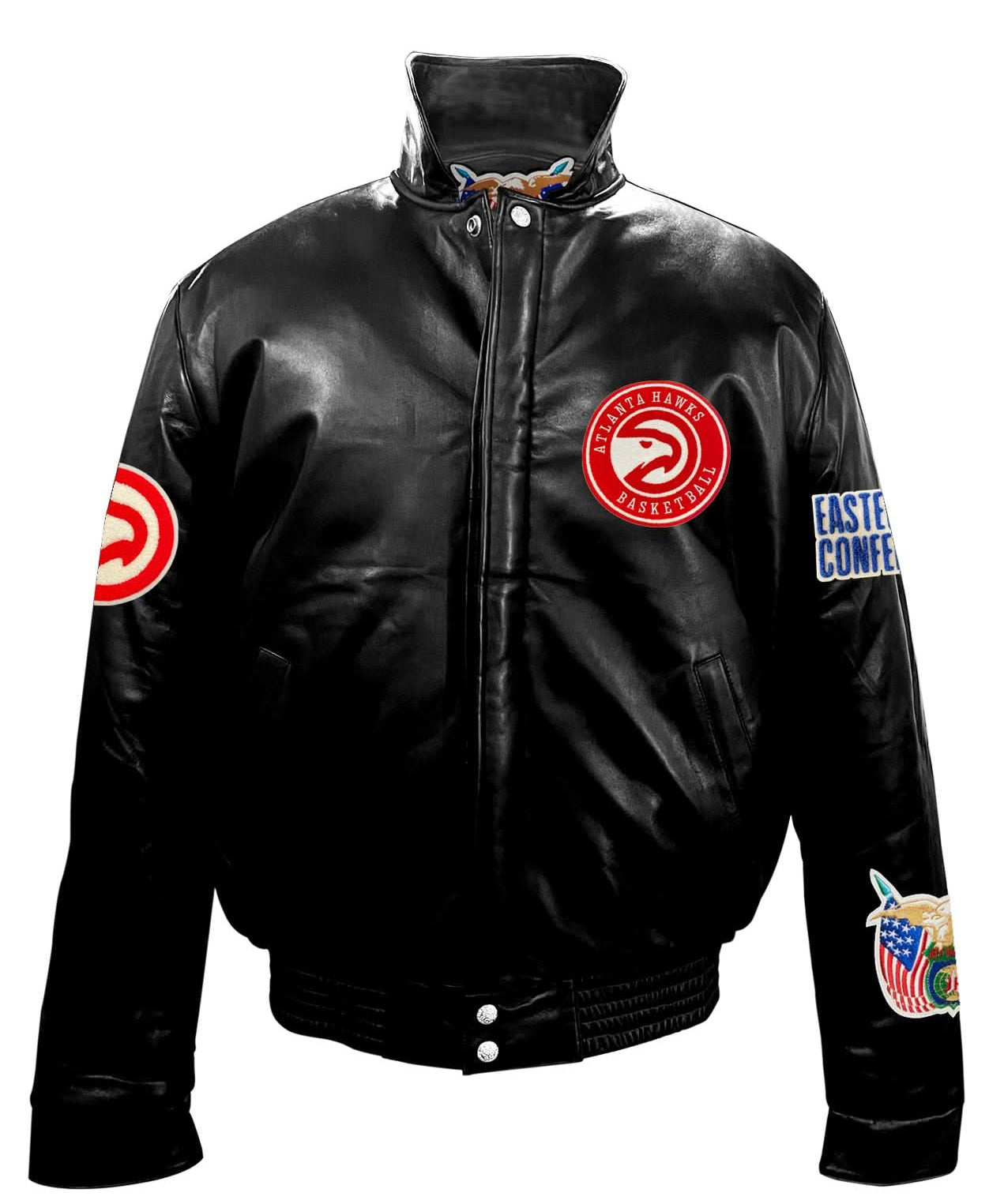 Atlanta Hawks Full Leather Puffer Jacket Black