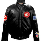 Atlanta Hawks Full Leather Puffer Jacket Black