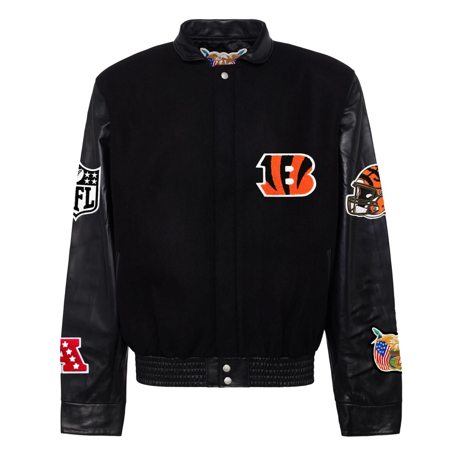 Cincinnati Bengals Wool & Leather Varsity Jacket Black/Black