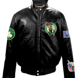 Boston Celtics Full Leather Puffer Jacket Black