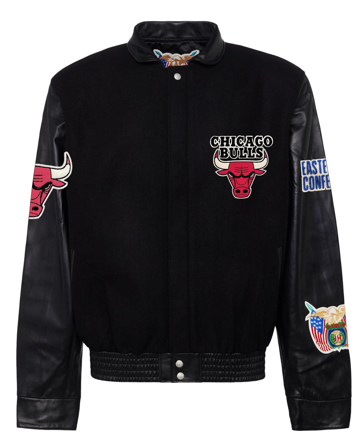 Chicago Bulls Wool & Leather Jacket Black