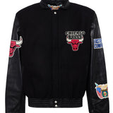 Chicago Bulls Wool & Leather Jacket Black