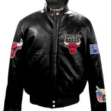 Chicago Bulls Full Leather Puffer Jacket Black