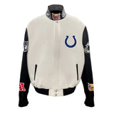 Indianapolis Colts Wool & Leather Varsity Jacket Off White/Black