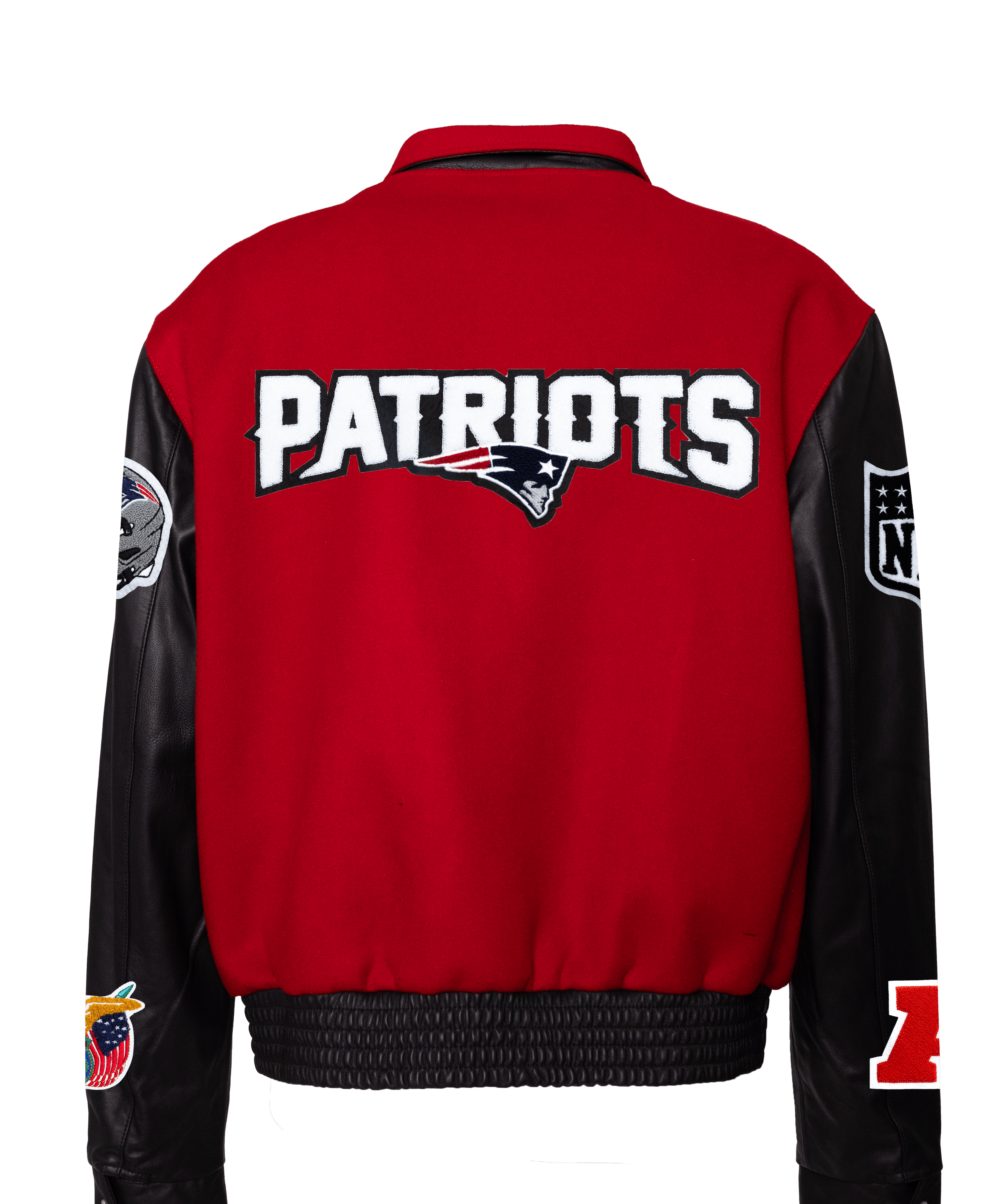 New England Patriots Wool & Leather Varsity Jacket, Red/Black