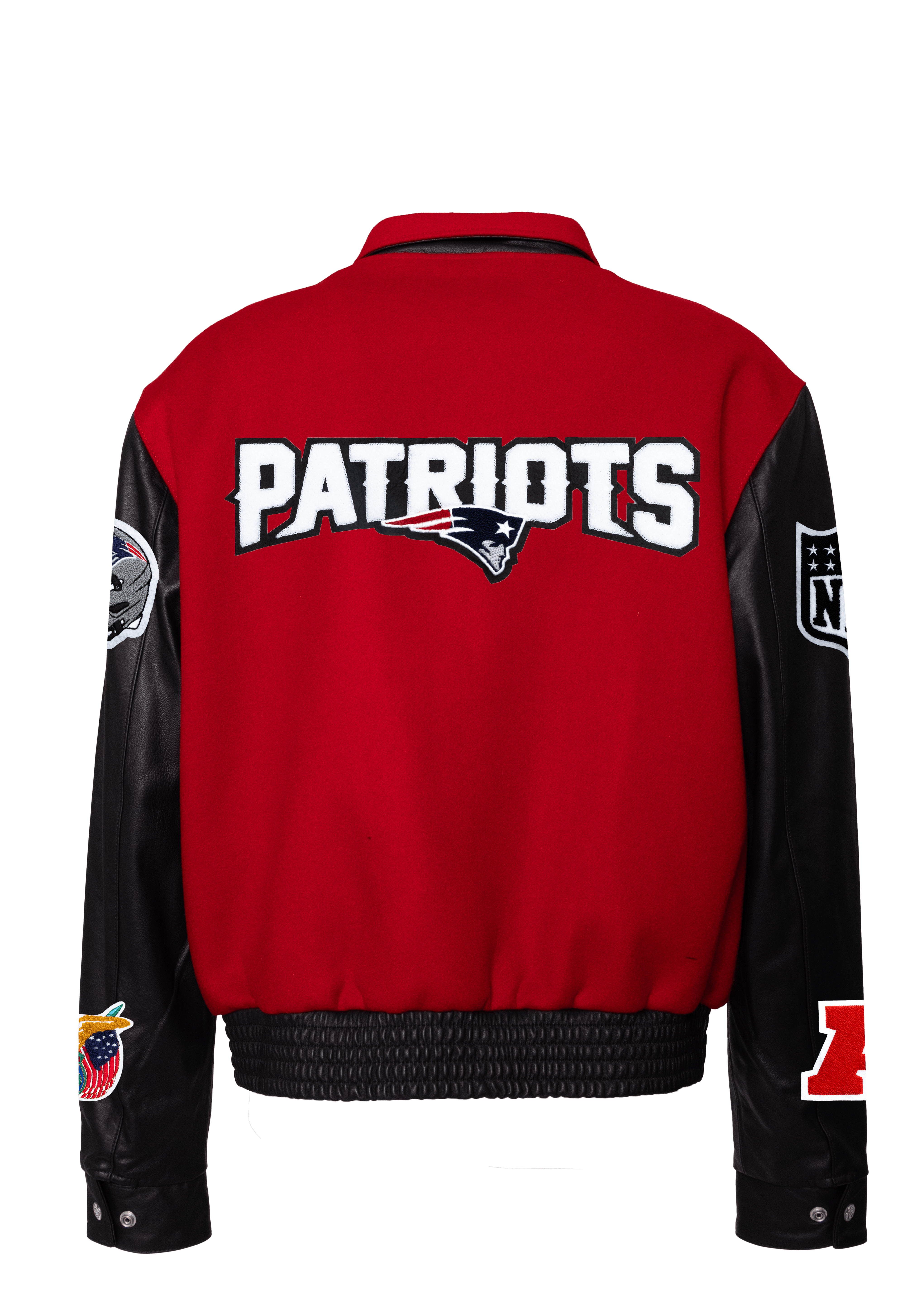 New England Patriots Wool & Leather Varsity Jacket, Red/Black