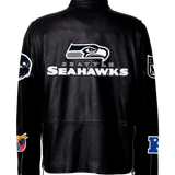 Seattle Seahawks Black Leather Zip-Up Jacket Black