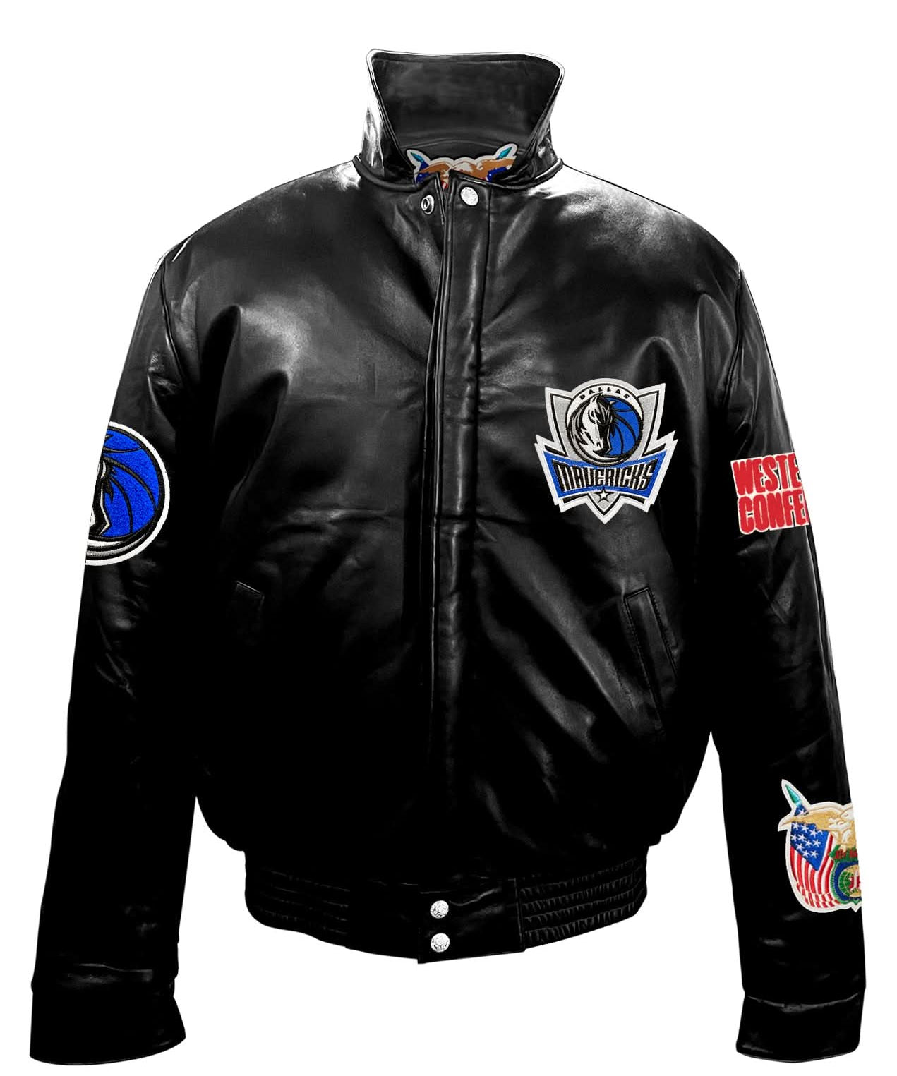 Dallas Mavericks Full Leather Puffer Jacket Black