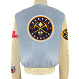 Denver Nuggets Wool & Leather Varsity Jacket Baby Blue