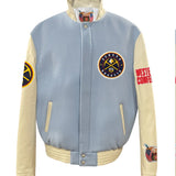 Denver Nuggets Wool & Leather Varsity Jacket Baby Blue