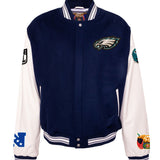 Philadelphia Eagles Wool & Leather Varsity Jacket Navy/White