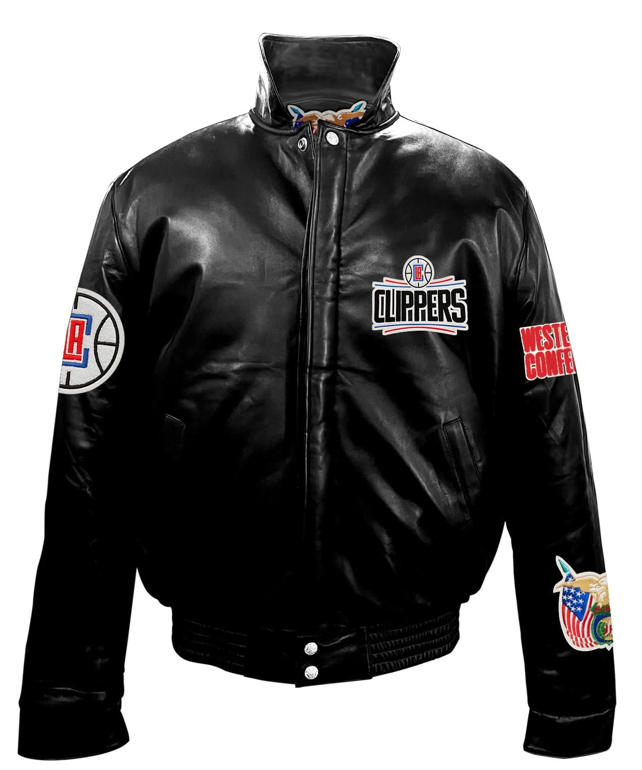 Los Angeles Clippers Full Leather Puffer Jacket Black