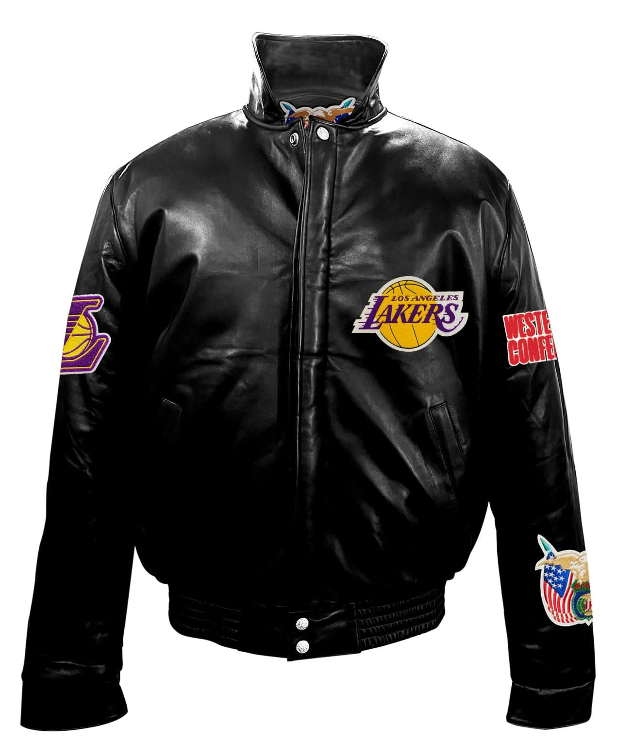 Los Angeles Lakers Full Leather Puffer Jacket Black