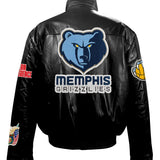 Memphis Grizzlies Full Leather Puffer Jacket Black