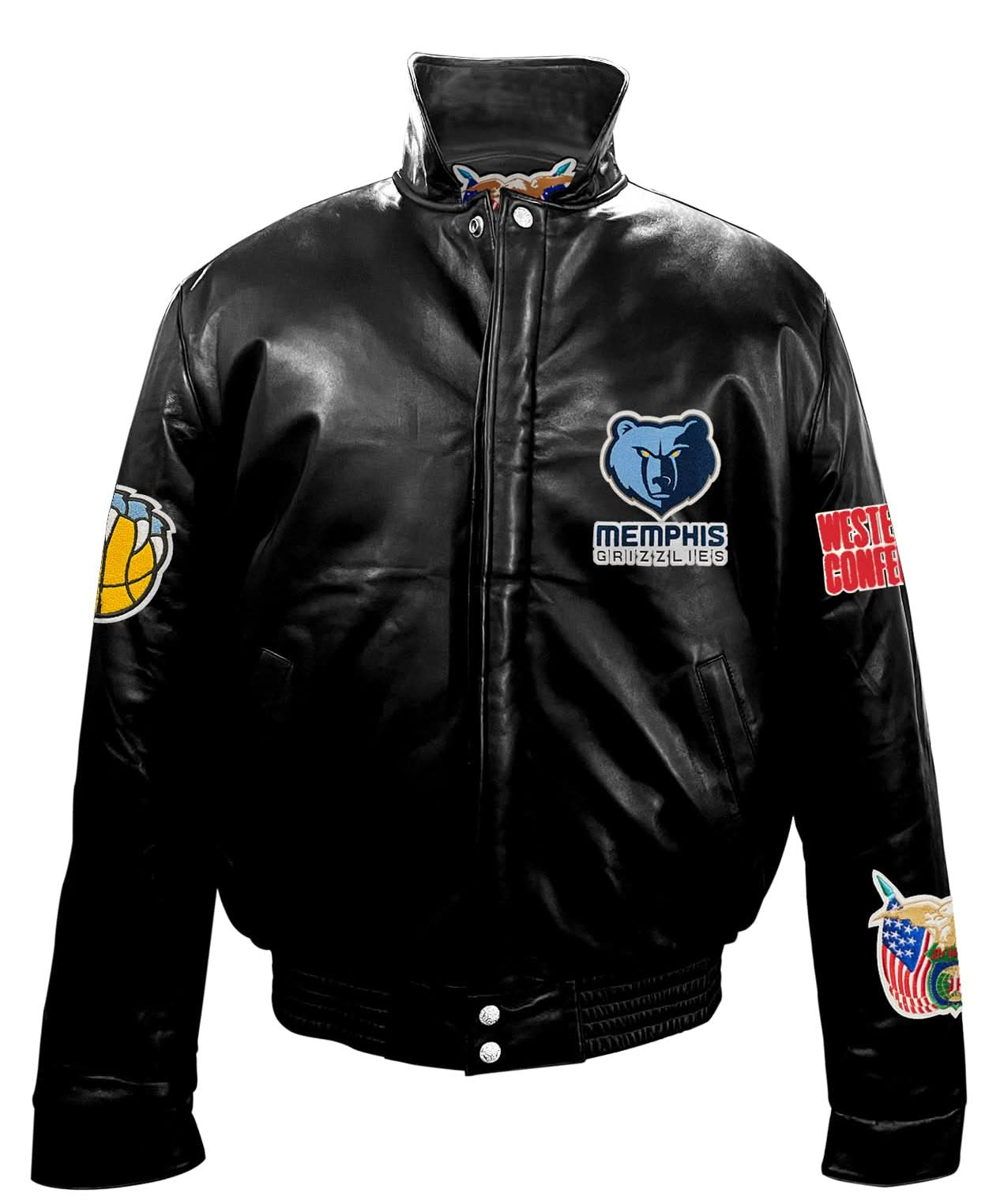 Memphis Grizzlies Full Leather Puffer Jacket Black