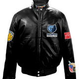 Memphis Grizzlies Full Leather Puffer Jacket Black