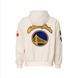 Golden State Warriors 1946 Lightweight Vegan Zip-Up Hooded Jacket White