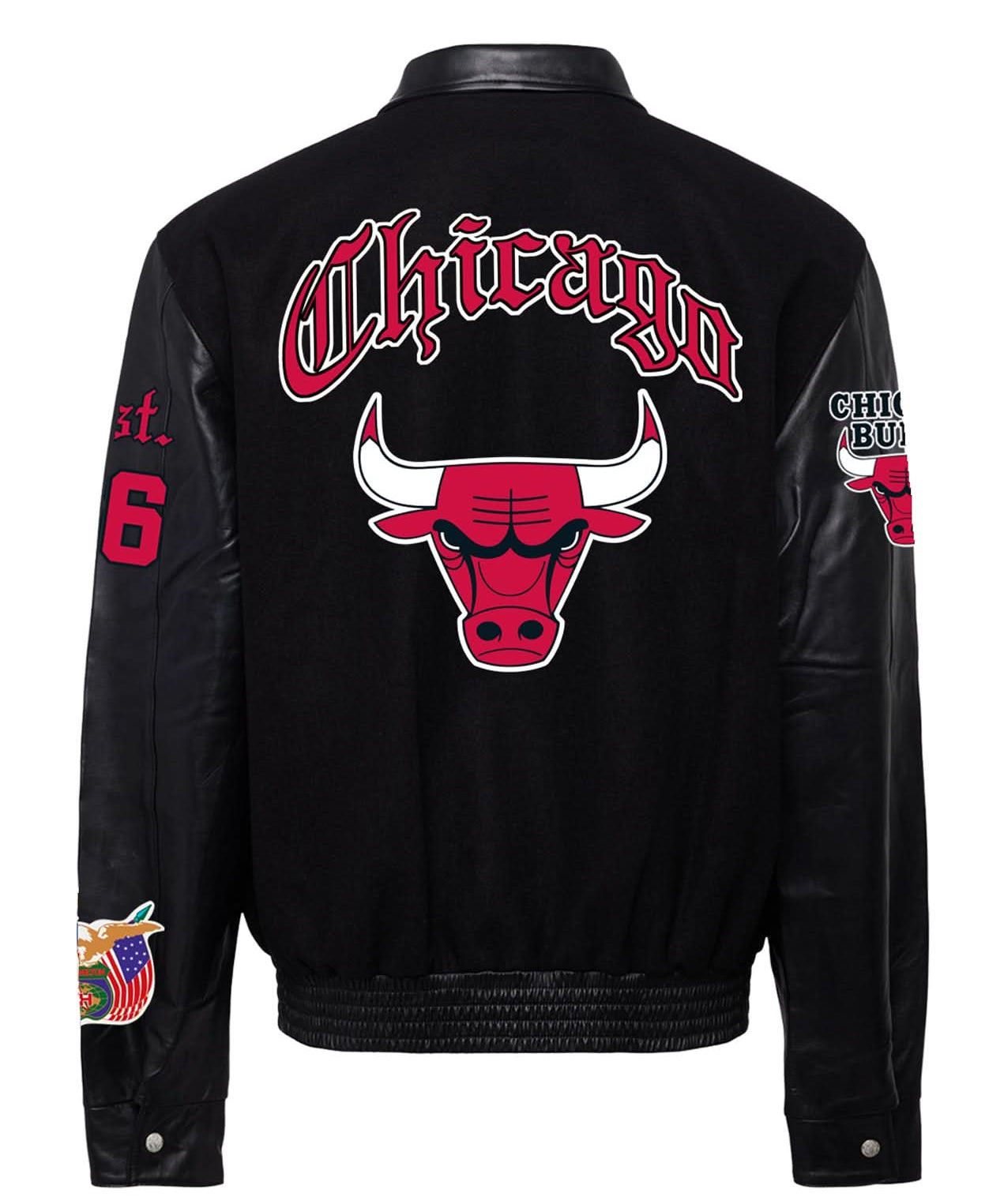 Chicago Bulls Wool & Leather Old English Varsity Jacket Black