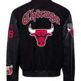 Chicago Bulls Wool & Leather Old English Varsity Jacket Black