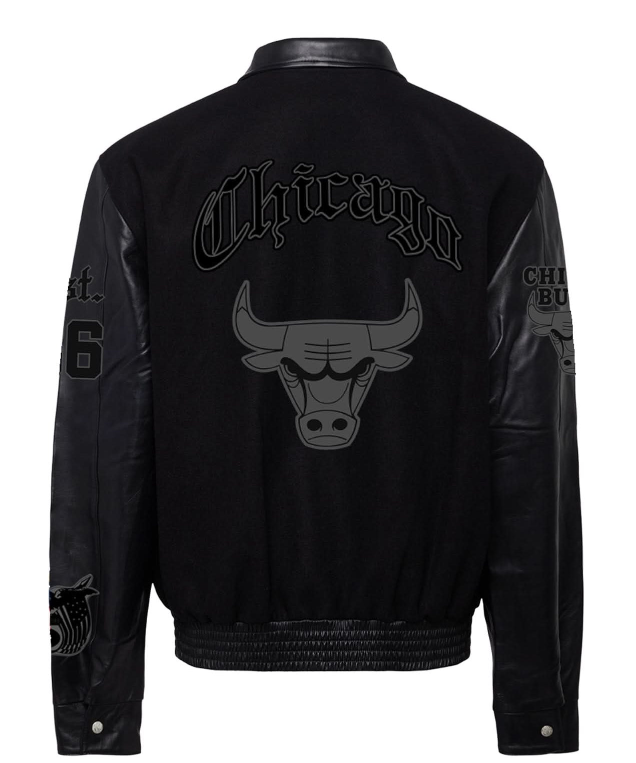 Chicago Bulls Wool & Leather Old English Varsity Jacket Black/Black