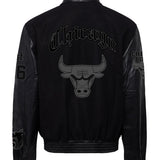 Chicago Bulls Wool & Leather Old English Varsity Jacket Black/Black