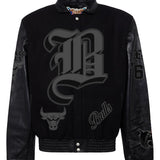 Chicago Bulls Wool & Leather Old English Varsity Jacket Black/Black