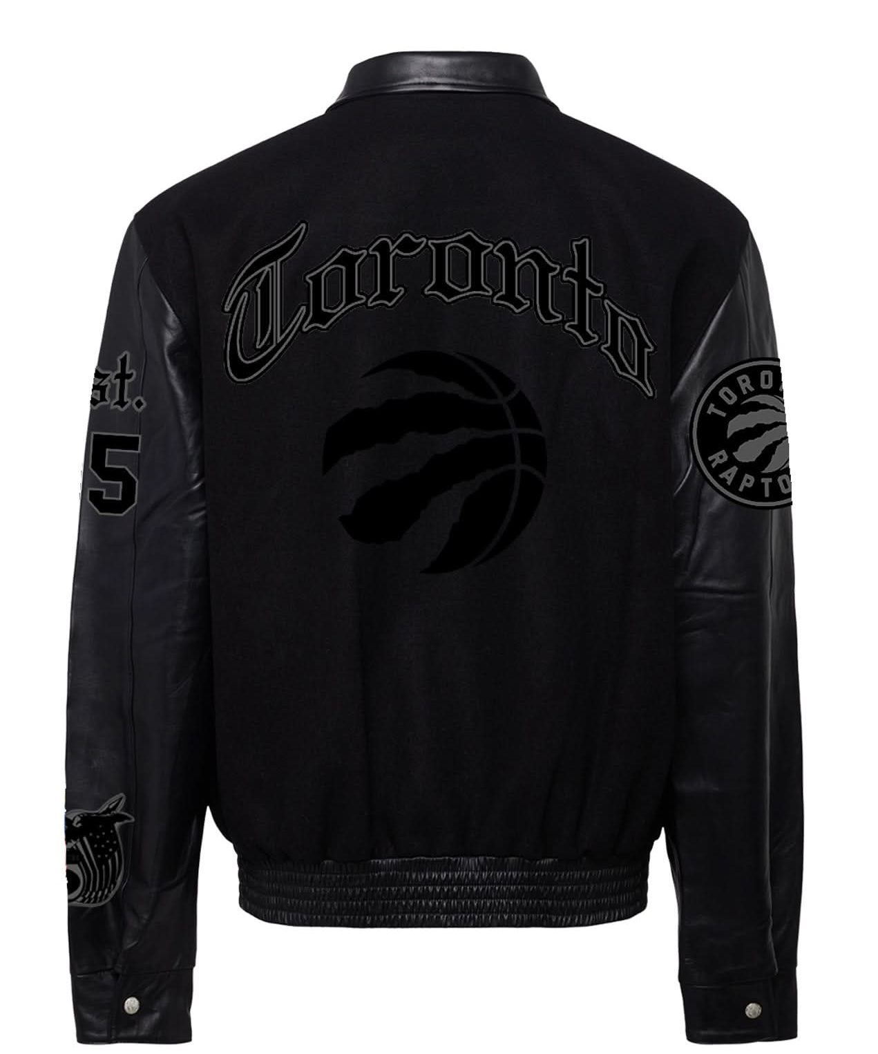 Toronto Raptors Wool & Leather Old English Varsity Jacket Black/Black