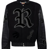 Toronto Raptors Wool & Leather Old English Varsity Jacket Black/Black