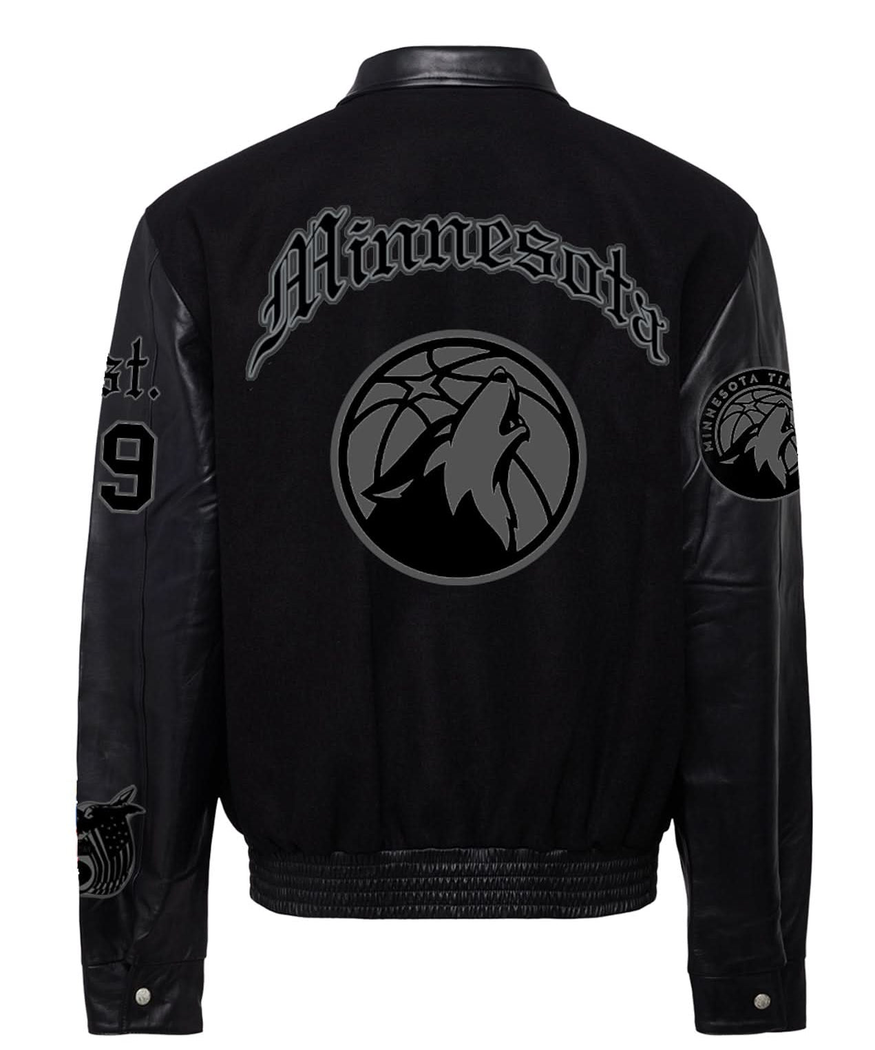 Minnesota Timberwolves Wool & Leather Old English Varsity Jacket Black/Black