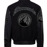 Minnesota Timberwolves Wool & Leather Old English Varsity Jacket Black/Black