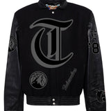 Minnesota Timberwolves Wool & Leather Old English Varsity Jacket Black/Black