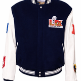Super Bowl 2025 Wool & Leather Varsity Jacket Navy/White