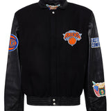 New York Knicks Wool & Leather Jacket Black