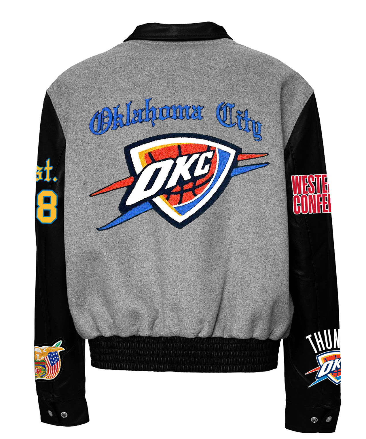 Oklahoma City Thunder Wool & Leather Old English Varsity Jacket