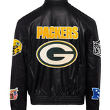 Green Bay Packers Full Leather Jacket Black