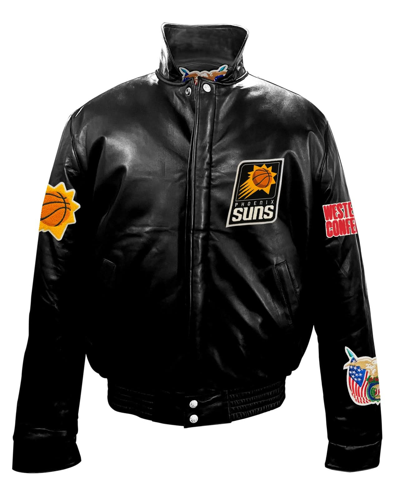 Phoenix Suns Full Leather Puffer Jacket Black