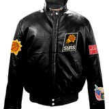 Phoenix Suns Full Leather Puffer Jacket Black