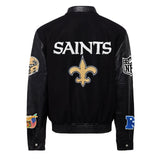 New Orleans Saints Wool & Leather Varsity Jacket Black/Black