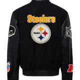 Pittsburgh Steelers Wool & Leather Varsity Jacket Black/Black