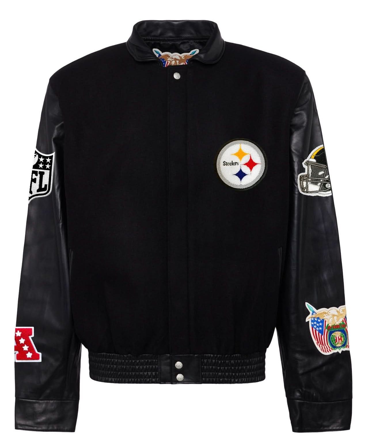 Pittsburgh Steelers Wool & Leather Varsity Jacket Black/Black