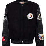Pittsburgh Steelers Wool & Leather Varsity Jacket Black/Black