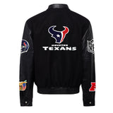 Houston Texans Wool & Leather Varsity Jacket Black/Black