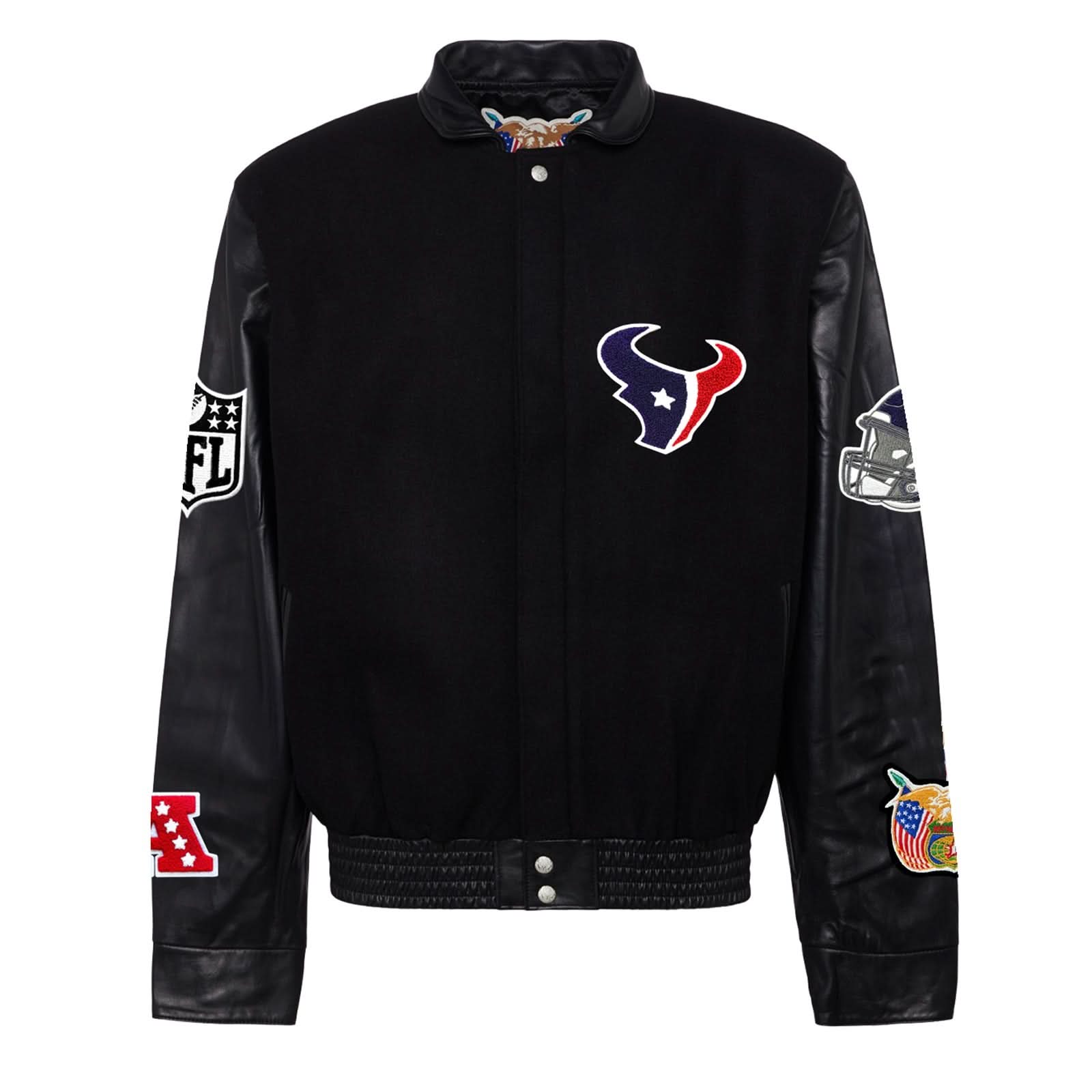 Houston Texans Wool & Leather Varsity Jacket Black/Black