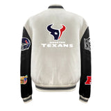 Houston Texans Wool & Leather Varsity Jacket Off White/Black