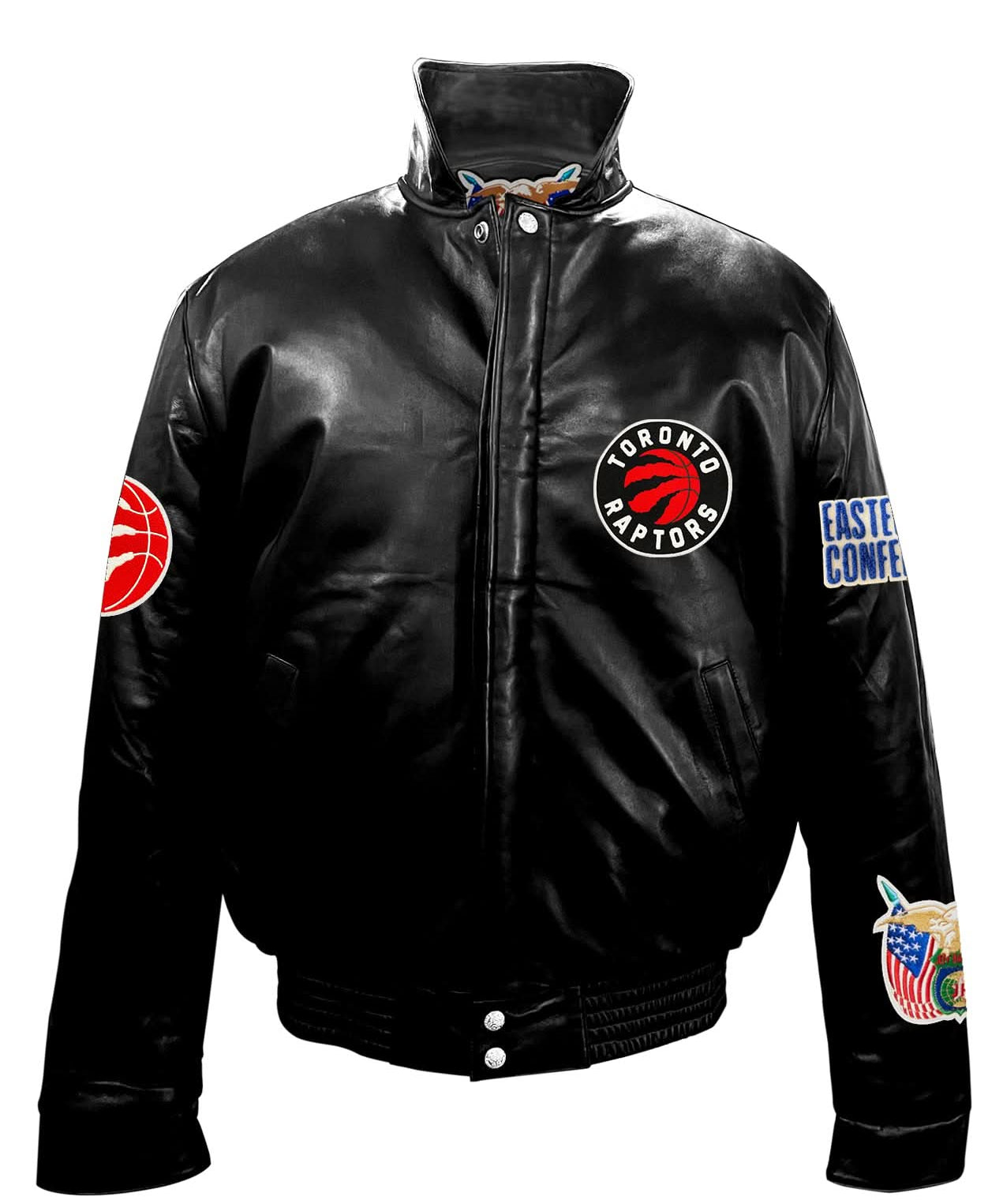 Toronto Raptors Full Leather Puffer Jacket Black